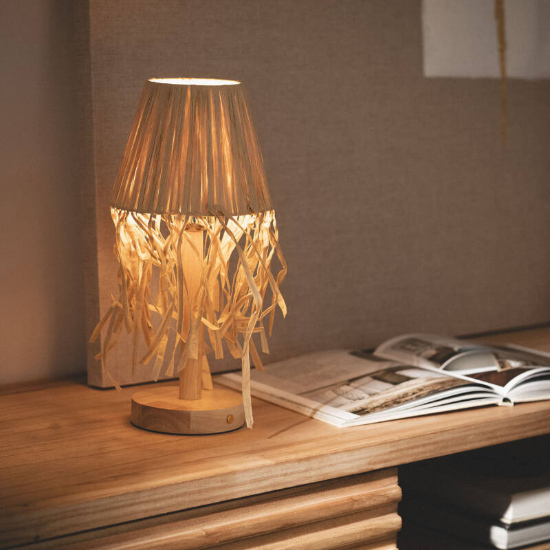 Lámpara de Mesa LED Portátil Madera con Batería USB Recargable Soure