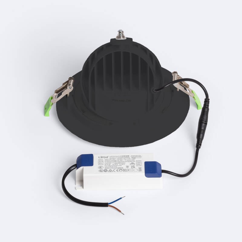 Downlight LED 38W Circular Direccionable Chip OSRAM 120 lm/W LIFUD Corte Ø 160 mm Negro