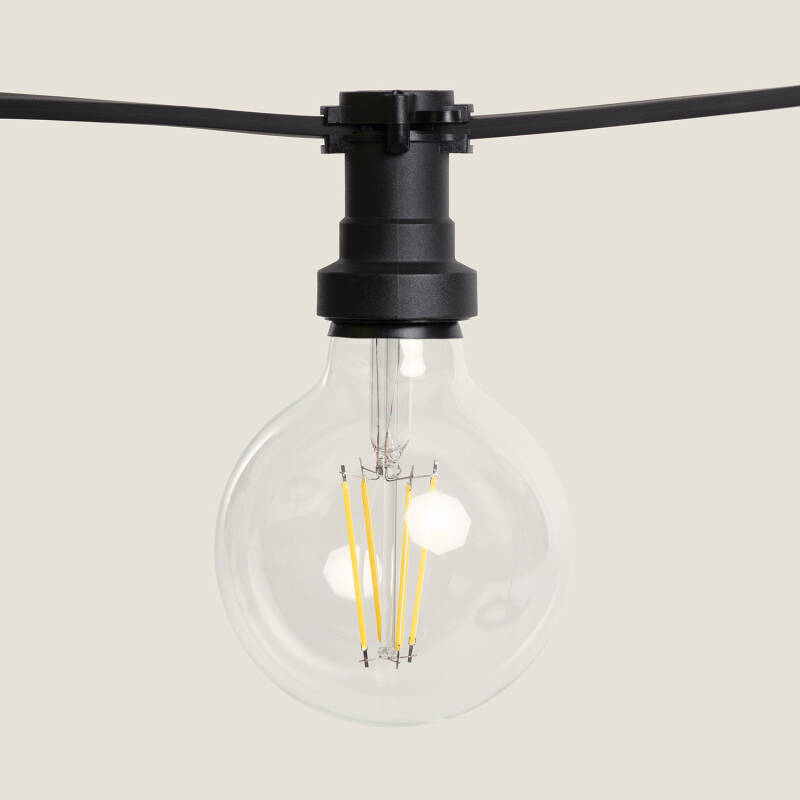Guirnaldas para Exterior IP44 Cable Eléctrico Plano con Portalámparas E27 a Medida Negro