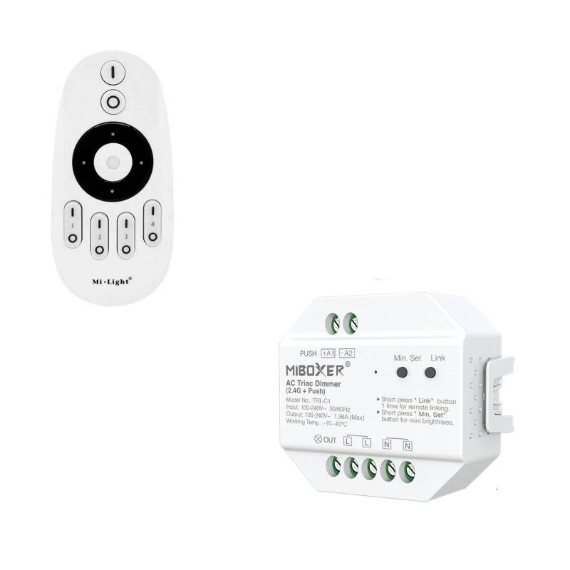 Regulador LED TRIAC + Mando RF 4 Zonas MiBoxer