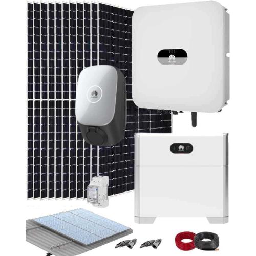 Kit Autoconsumo Solar SUN2000 6kW con Cargador Coche FusionCharge 7,4kW Huawei y Batería Luna2000 5kWh