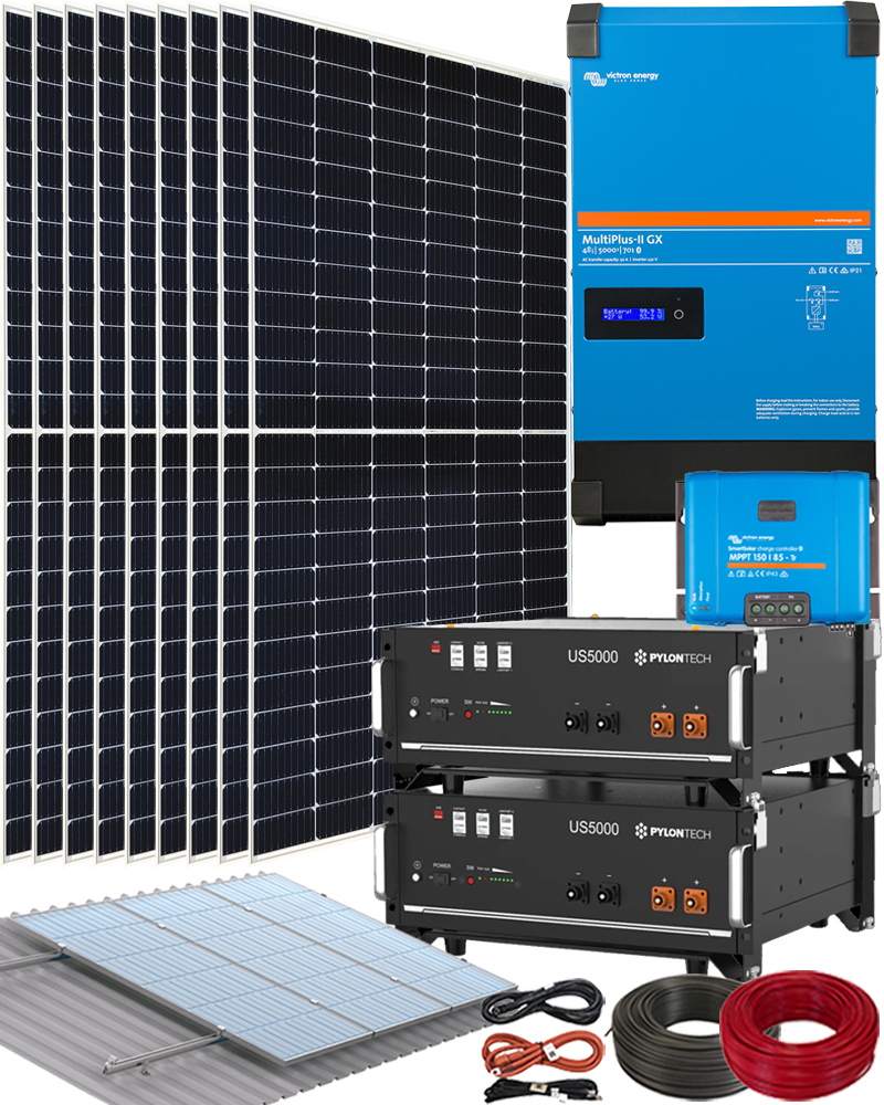 Kit Solar para Instalar Placas Solares para Casa de Campo 5000W Baterías Litio US5000