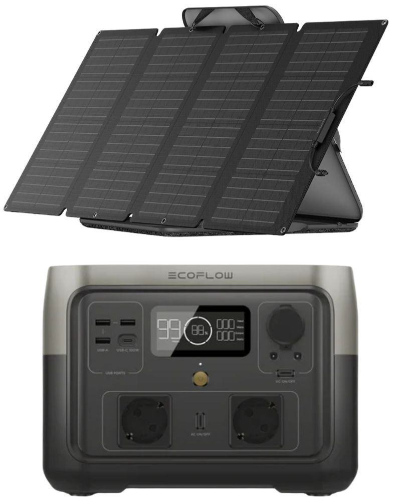 Kit Solar Portátil Aislada 160 W Ecoflow con Estación de Energía 500W 512Wh