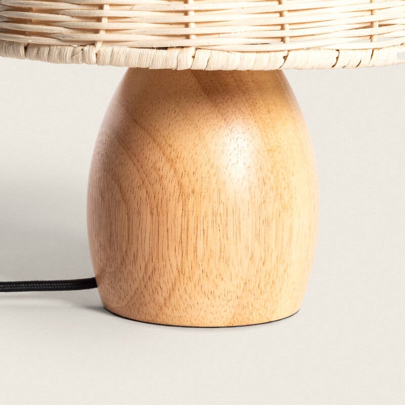 Lámpara de Mesa Madera y Ratán Karava