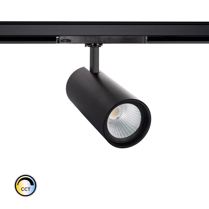Foco Carril LED Trifásico 30W CCT Seleccionable d'Angelo PHILIPS Xitanium Negro