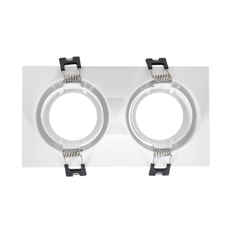 Aro Downlight Cuadrado Basculante para dos Bombillas LED GU10 / GU5.3 Corte 75x150 mm