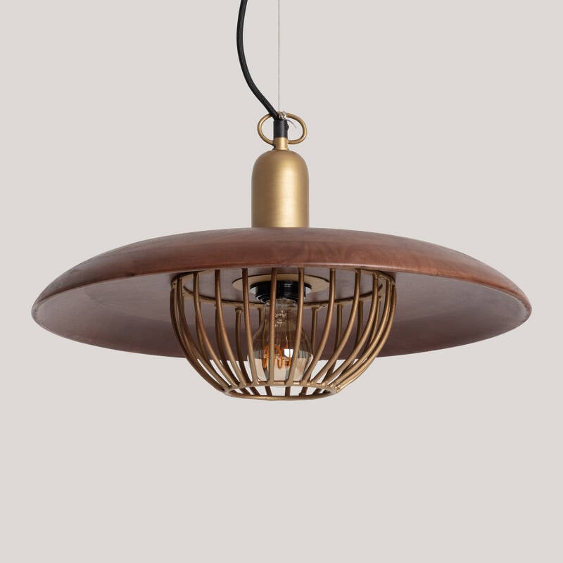 Lámpara Colgante Metal y Madera Alika ILUZZIA