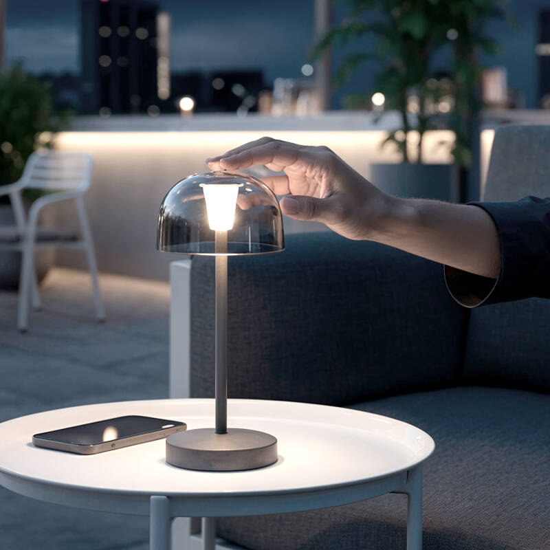 Lámpara de Mesa LED Portátil para Exterior Metal con Batería Recargable Lendora Smoke
