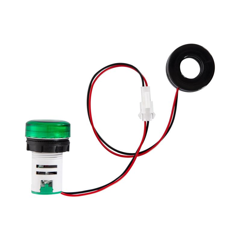 Testigo Luminoso MAXGE con Voltímetro 20-500V y Amperímetro 0-100A Ø22mm