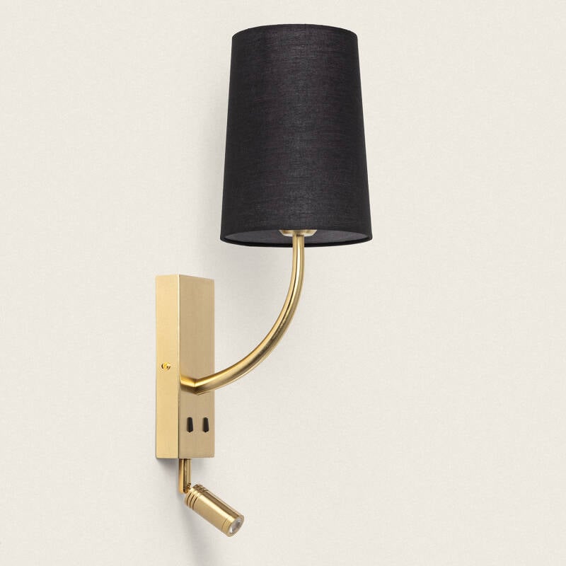 Lámpara de Pared con Luz de Lectura 2.5W Metal Gold-Teylo Conne