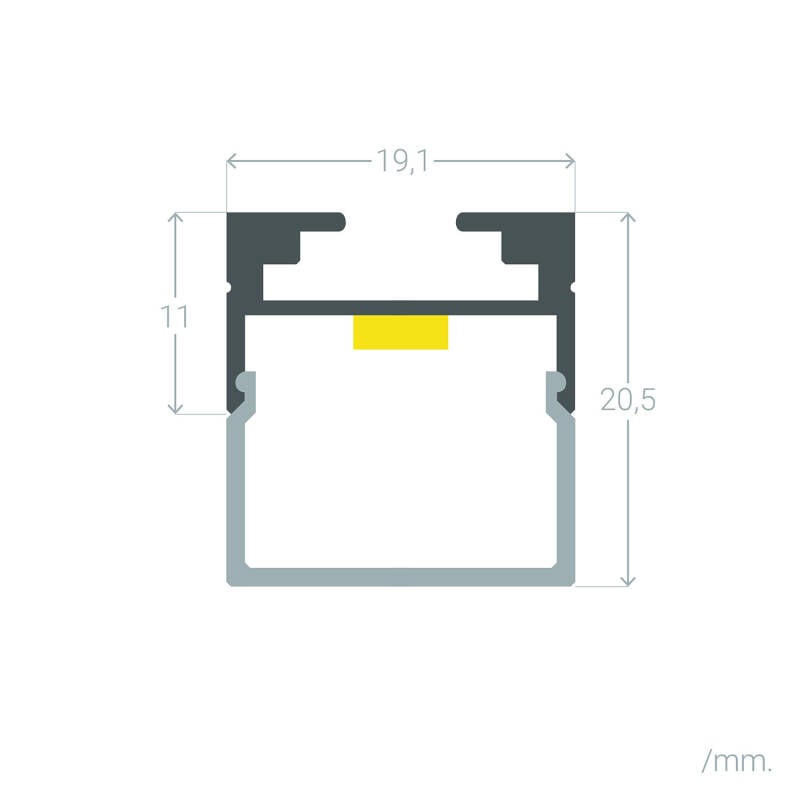 Perfil Aluminio Colgante 2m para Tira LED hasta 17 mm