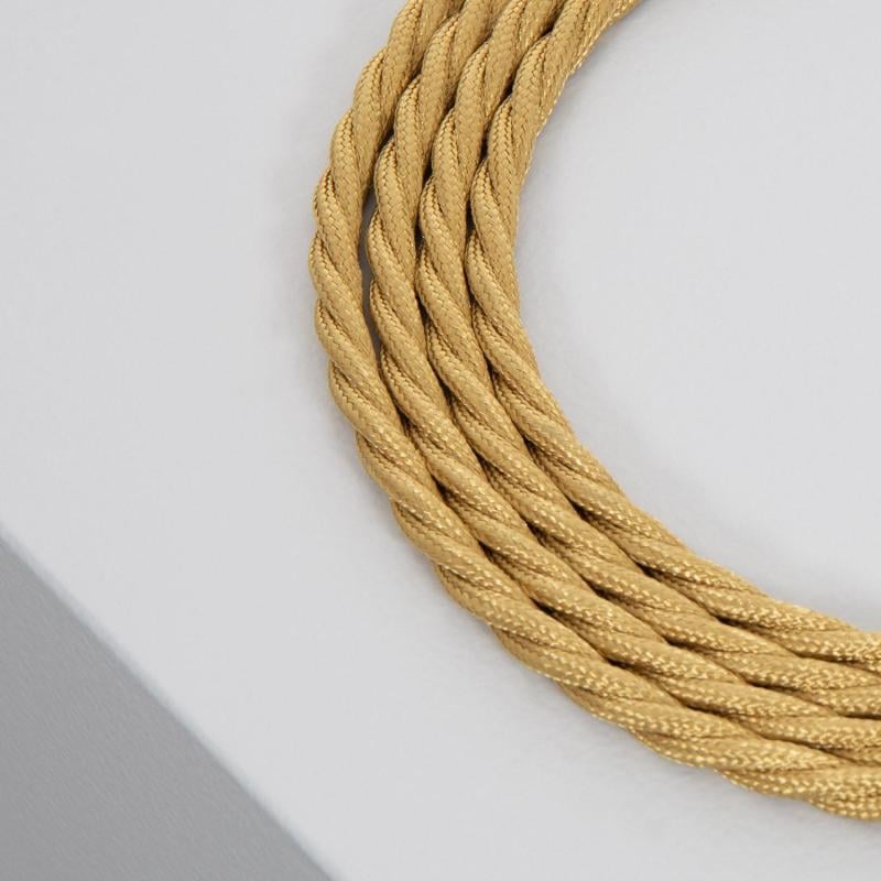 Cable Textil Eléctrico Trenzado Dorado
