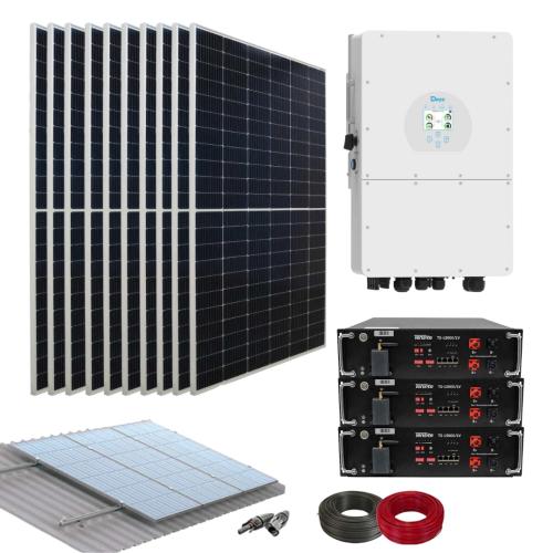 Kit Energía Solar Híbrido para Instalar Placas Solares con Inversor Deye Trifásico 6000W