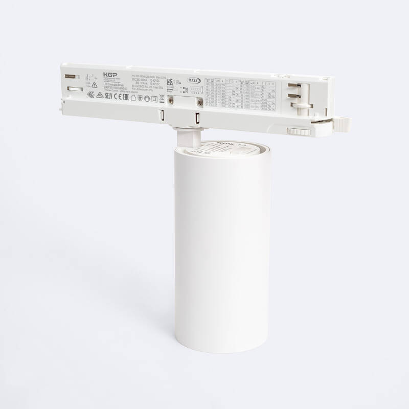 Foco Carril LED Trifásico 30W Fasano Antideslumbramiento CCT Seleccionable Regulable DALI Blanco