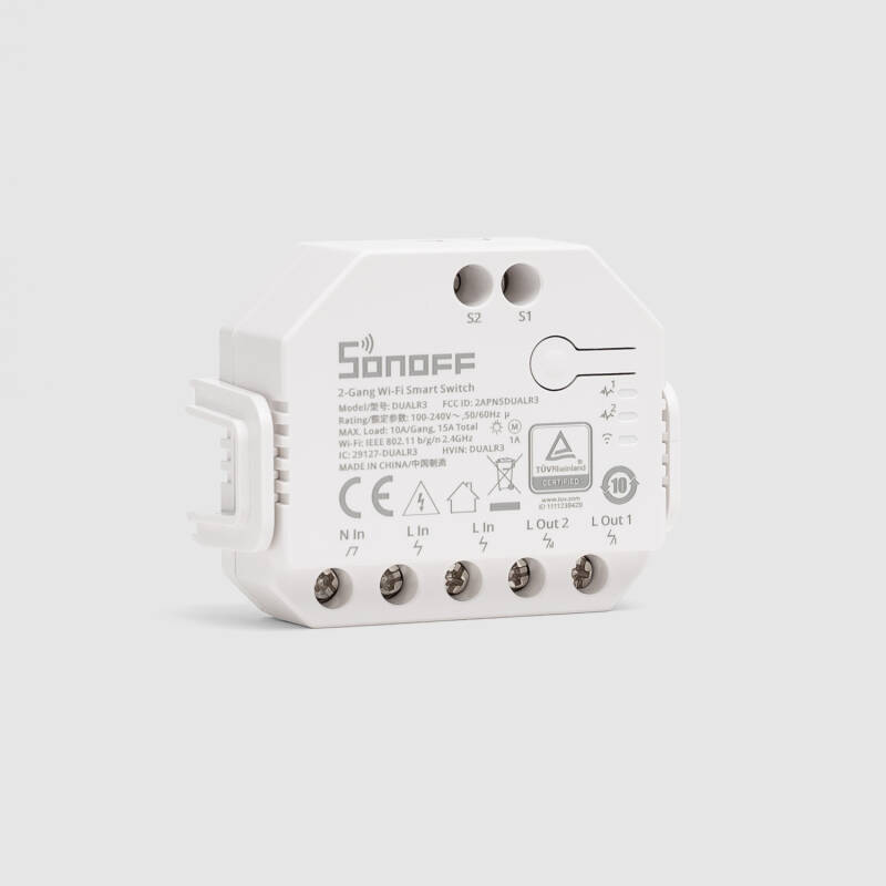 Interruptor WiFi Medidor de Energía Compatible con Interruptor Convencional SONOFF Dual R3 15A