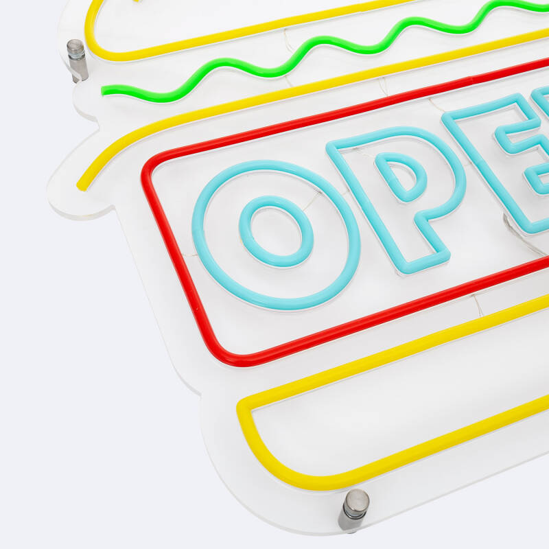 Cartel Neón LED Open Burger