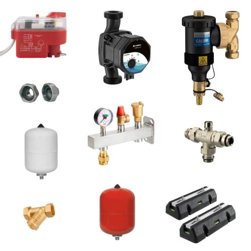 Kit Material Instalación Bombas de Calor Aerotermia 8 / 10 / 12kW Suneco con depósito para ACS y calefacción