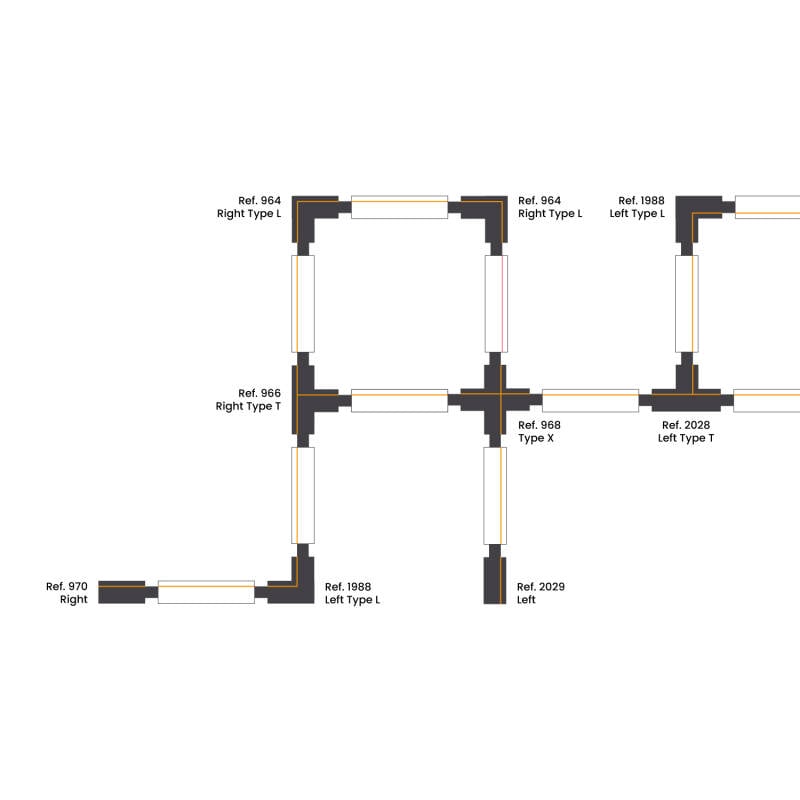 Conector Right Side Tipo T para Carril Trifásico
