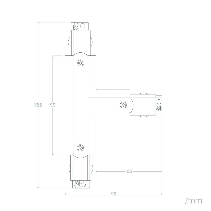 Conector Right Side Tipo T para Carril Trifásico