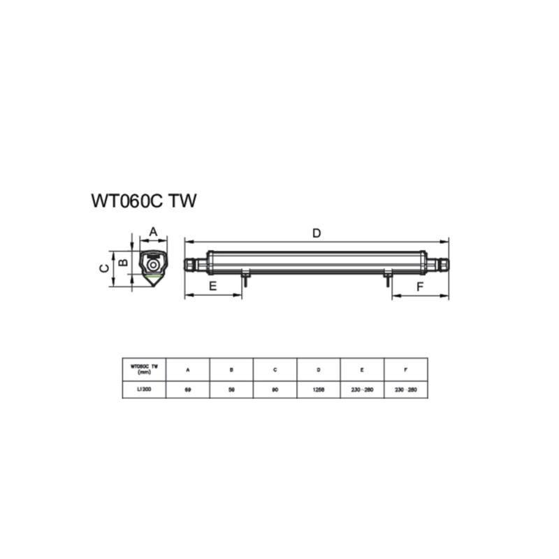 Pantalla Estanca LED 120 cm 30W IP66 PHILIPS Ledinaire Enlazable WT060C TW1