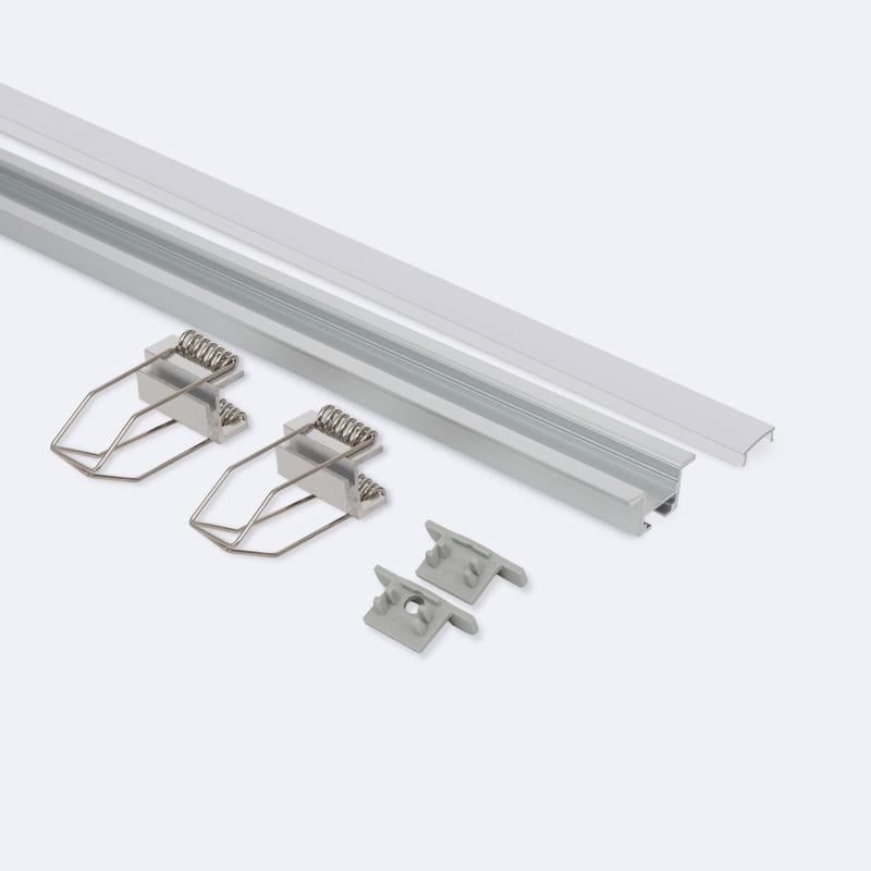 Perfil Aluminio Empotrable para Techo con Clips para Tiras LED hasta 12 mm
