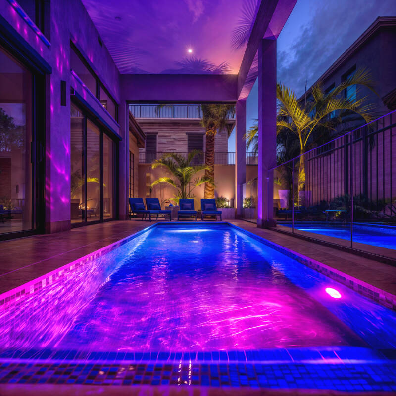 Foco Piscina Superficie LED RGB Sumergible 12V AC IP68 Acero Inoxidable 20W