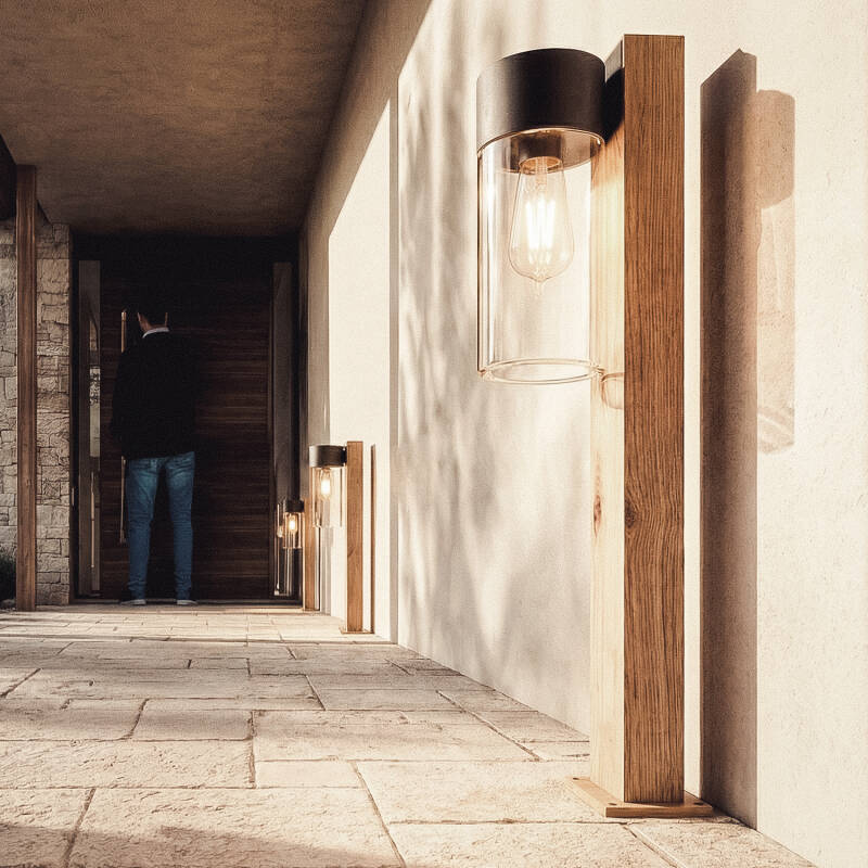 Baliza Exterior Superficie Pie 50cm Acero Inoxidable y Cristal Isoba