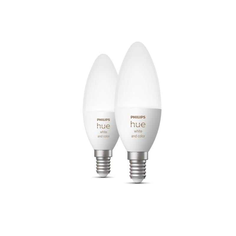 Pack Bombillas Inteligentes LED E14 2x4W 470 lm B39 PHILIPS Hue White