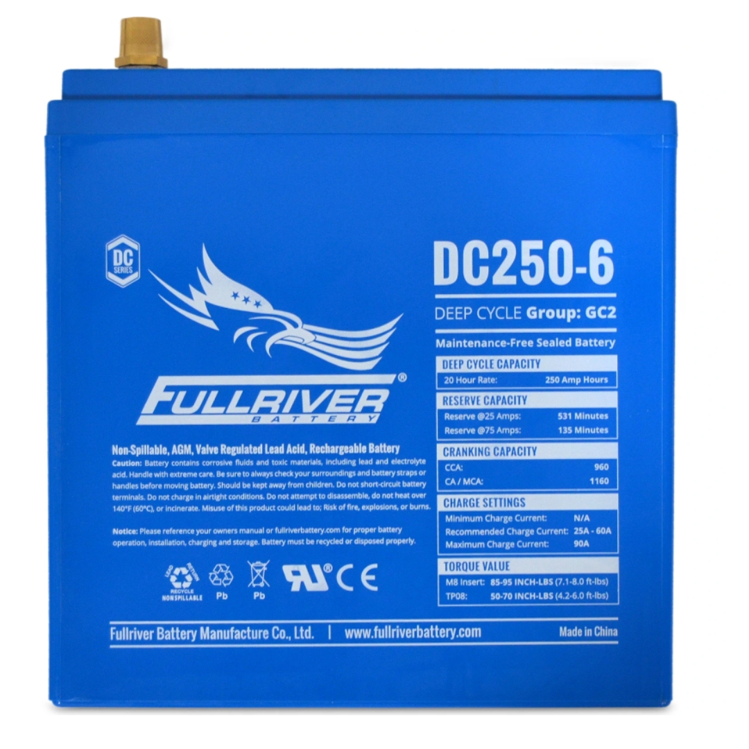 Batería AGM 250Ah Solar 6V C20 Monobloc Fullriver DC250-6