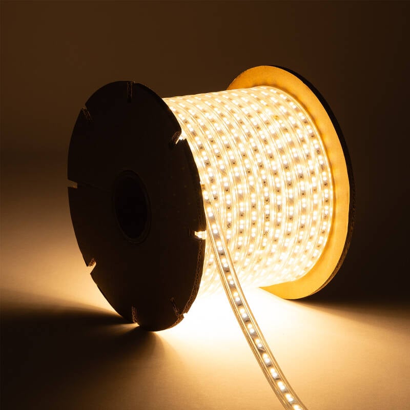 Tira LED CCT 220V 120 LED/m BOBINA 50m 10W/m 900lm/m Ancho 14mm Corte 100cm IP65