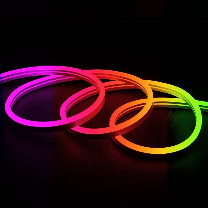 Tira LED Neón Regulable 220V BOBINA 50m RGB Semicircular 180 9W/m Corte 100cm IP67