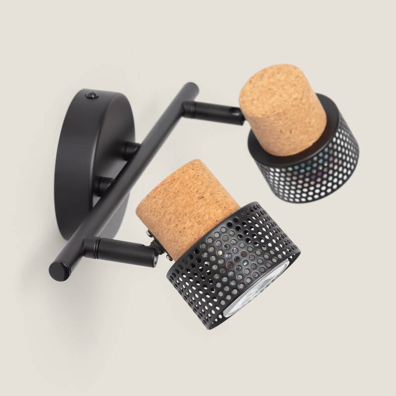 Lámpara de Pared Metal y Corcho Dos Focos Liksy
