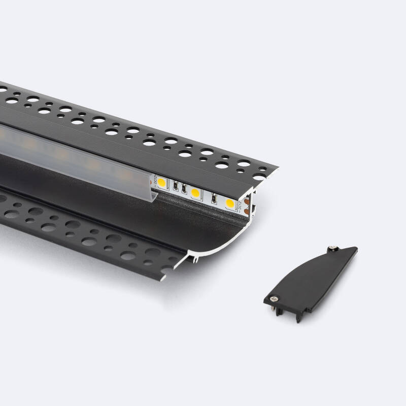 Perfil Aluminio Empotrable para Escayola/Pladur 2m para Tira LED hasta 12mm