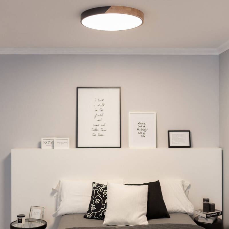 Plafón LED 36W Circular Madera Ø500 mm CCT Seleccionable Semi-Dari