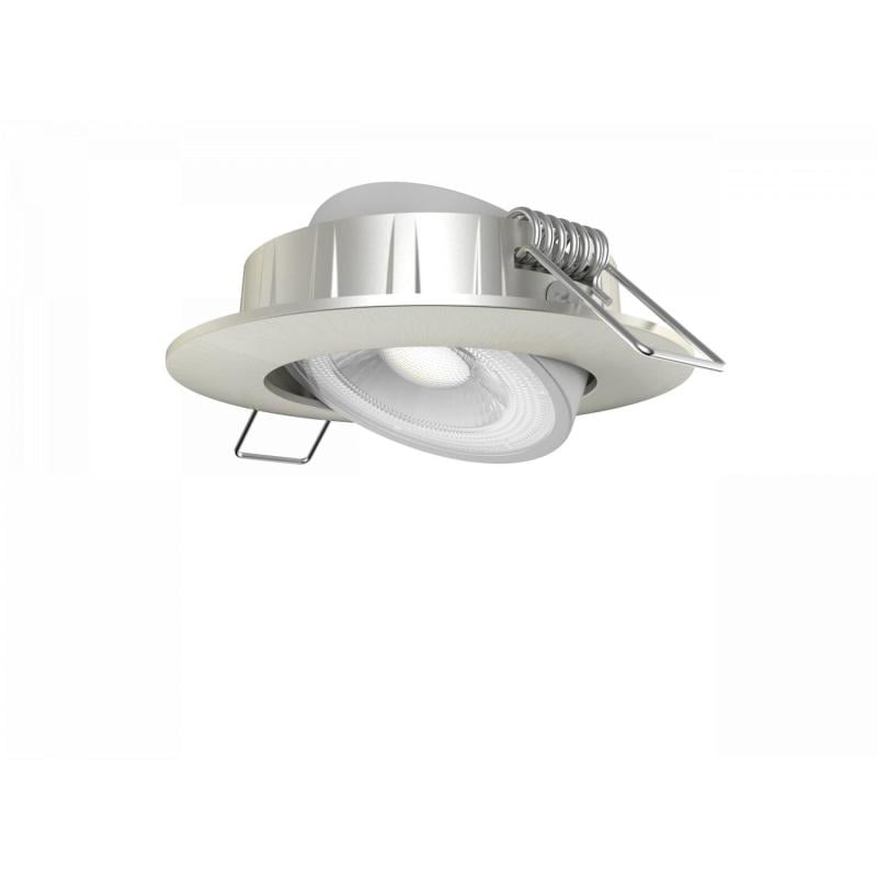 Foco Downlight LED 5W Direccionable Circular Níquel Cepillado Corte Ø 68 mm