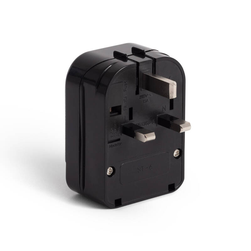 Adaptador Enchufe Tipo F (EU) Cabezal Ancho Con Cable Bajo a Enchufe Tipo G (UK)