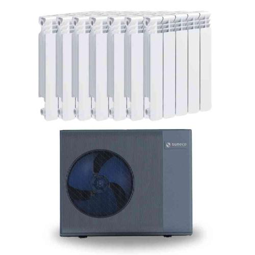 Kit Aerotermia Alta Temperatura con Radiadores 10kW Suneco para 140m2 y material de instalación
