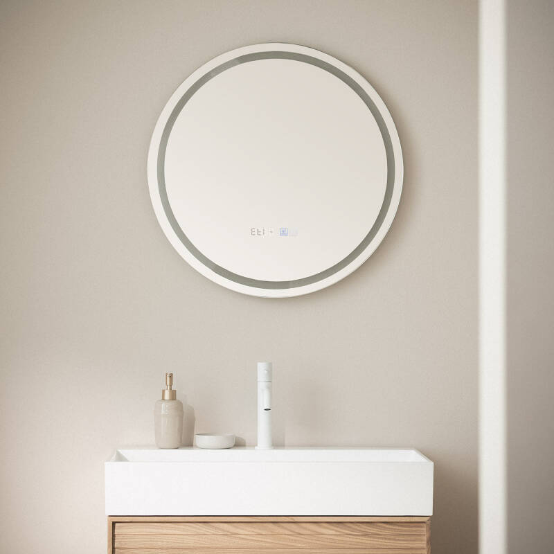Espejo Baño con Luz LED Ø60 cm Stiniva