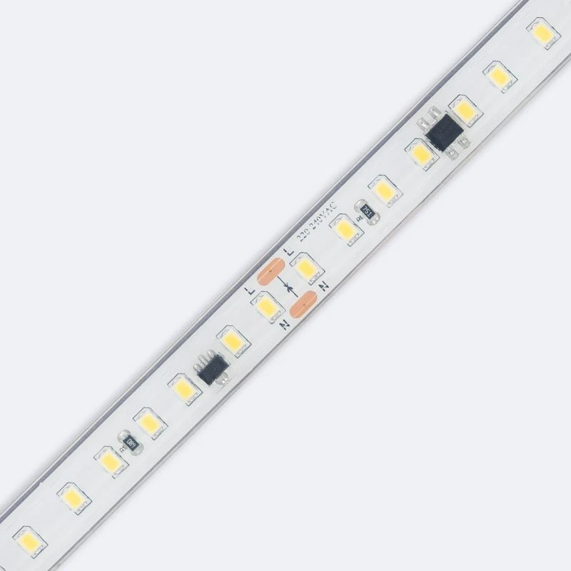 Tira LED Regulable 220V SMD Autorrectificada 120 LED/m 14W/m 1680lm/m SILICONE FLEX Ancho 12mm Corte 10cm IP67 a Medida
