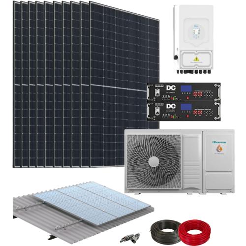 Kit Aerotermia con Placas Solares Deye 6kW con bomba de calor Hisense Bibloc Mural 4,4kW y material de instalacion
