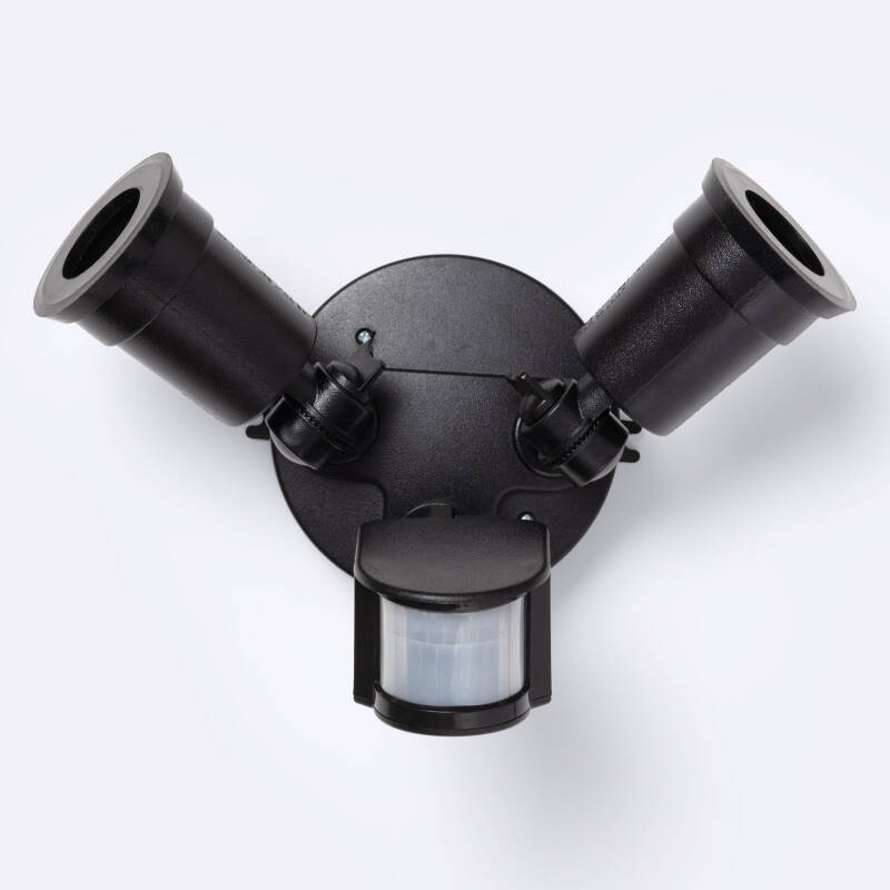 Sensor de Movimiento PIR Crepuscular 180º de Pared Exterior IP44 para Dos Bombillas E27