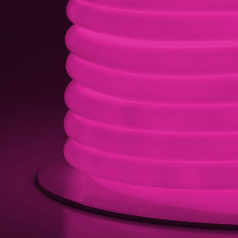 Tira LED Neón Regulable 220V BOBINA 50m Rosa Circular 360 9W/m Corte 100cm IP67