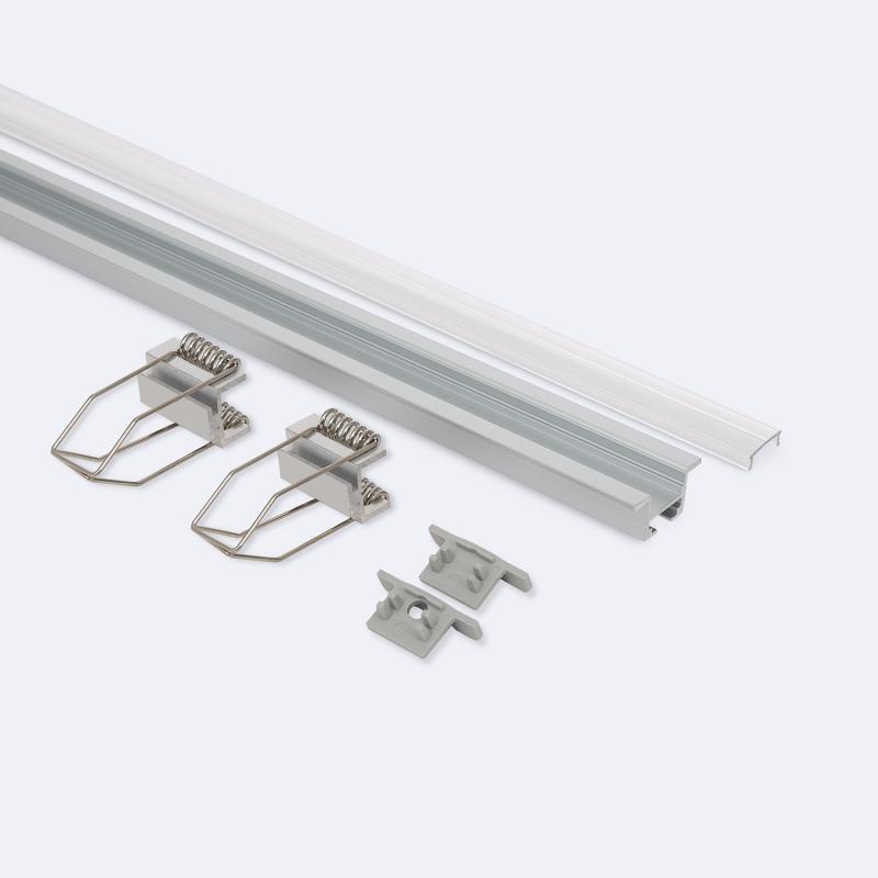 Perfil Aluminio Empotrable para Techo con Clips para Tiras LED hasta 12 mm