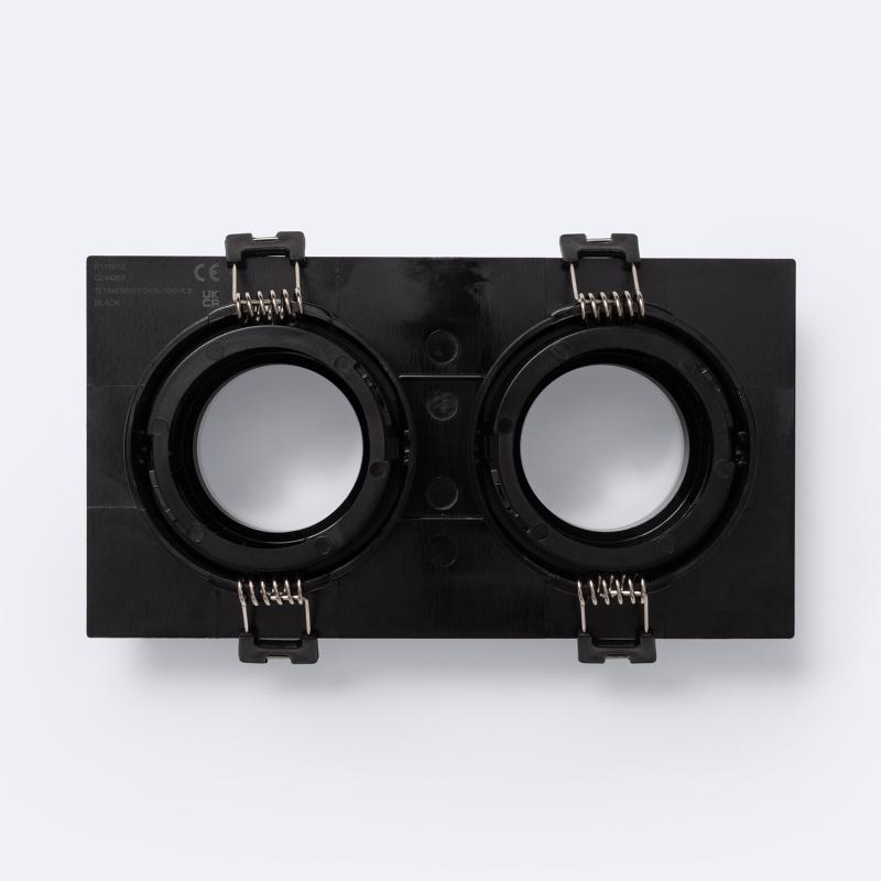 Aro Downlight Cuadrado Basculante Bajo UGR para dos Bombilla LED GU10 / GU5.3 Corte 75x150 mm Suefix