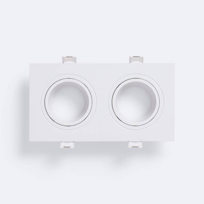 Aro Downlight Cuadrado Basculante para dos Bombillas LED GU10 / GU5.3 Corte 75x155 mm