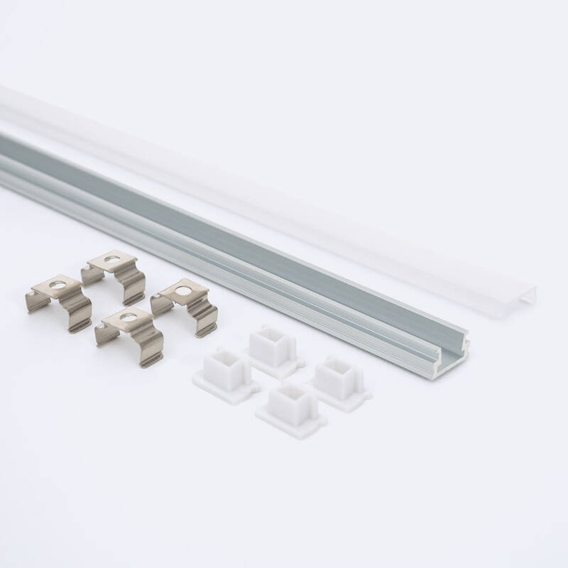 Perfil Aluminio Superficie 2m para Tira LED hasta 8 mm