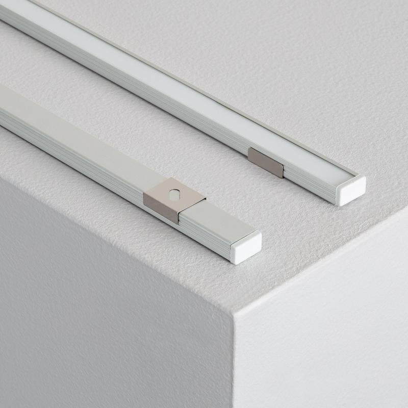 Perfil Aluminio Superficie 1m con Tapa Translúcida para Tiras LED hasta 10 mm