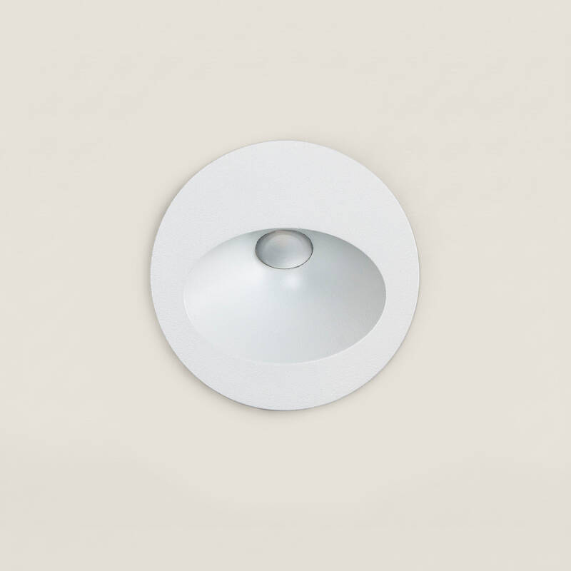 Baliza Exterior LED 3W Empotrable Pared Circular Blanco Coney