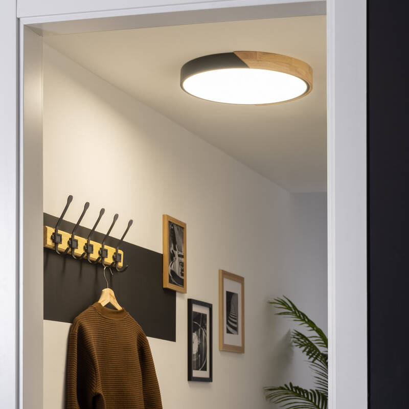 Plafón LED 24W Circular Madera Ø418 mm CCT Seleccionable Semi-Dari