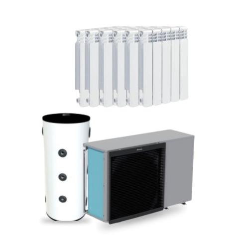 Kit Aerotermia con Radiadores Aluminio 9kW Daikin con DI 100L para vivienda 130m2